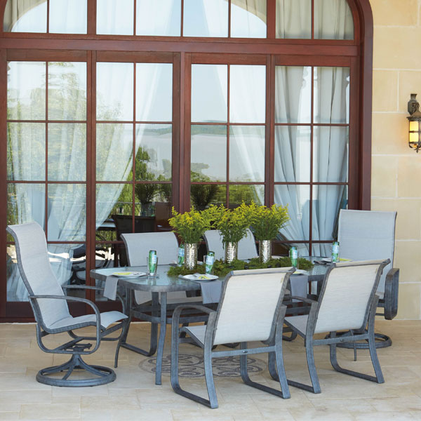 Cayman Isle Sling Aluminum Dining Set by Woodard - Image 12